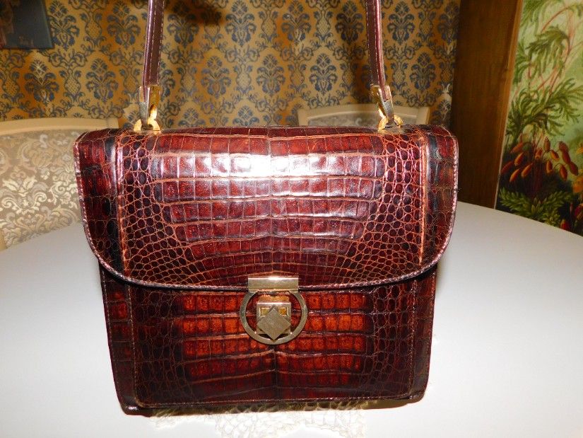 Poseta vintage Spania , brand Perez, piele exotica