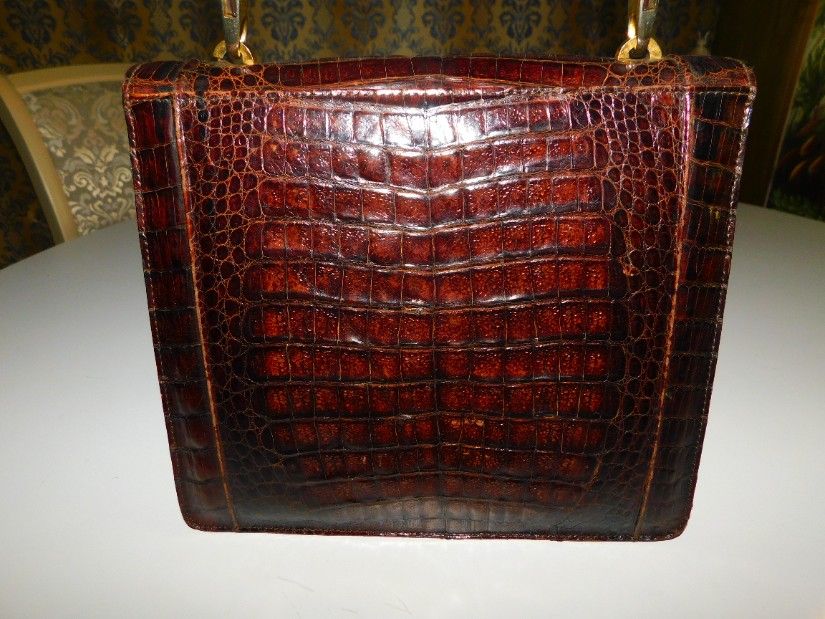 Poseta vintage Spania , brand Perez, piele exotica