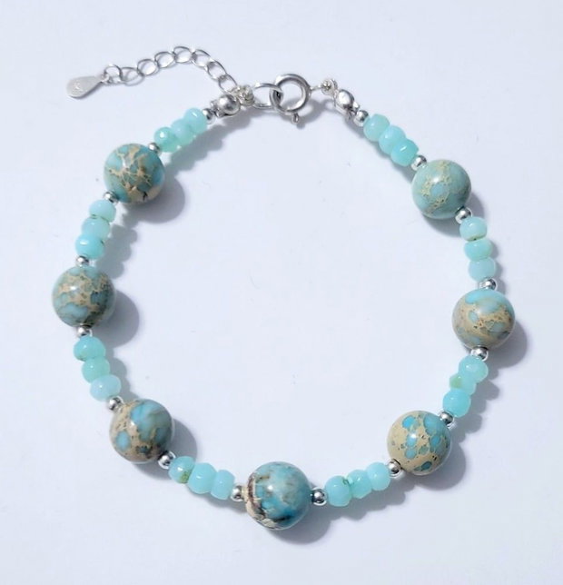 Bratara argint 925 cu opal peruvian, regalit si hematit