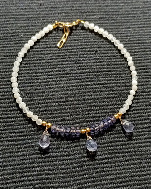 Bratara vermeil iolit piatra lunii picaturi argint placat cu aur minimalista boho chic trendy