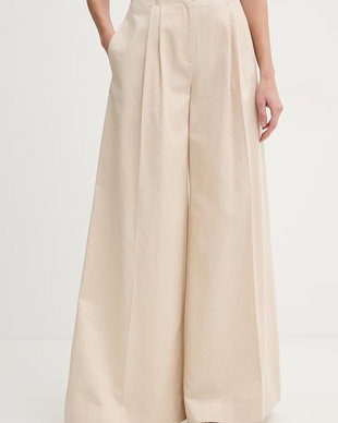 Twinset pantaloni wide leg pentru femei cu amestec de in