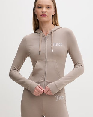 Juicy Couture hanorac cu fermoar pentru femei cu bumbac OOLA HOODIE