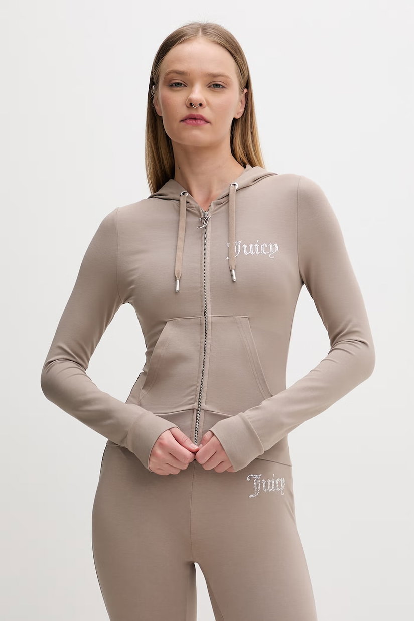 Juicy Couture hanorac cu fermoar pentru femei cu bumbac OOLA HOODIE