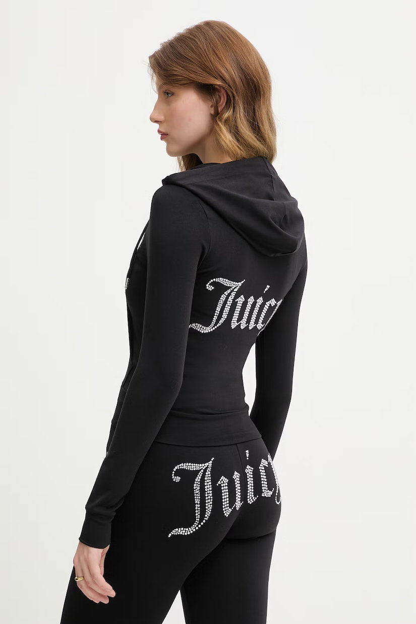 Juicy Couture hanorac cu fermoar pentru femei cu bumbac OOLA HOODIE