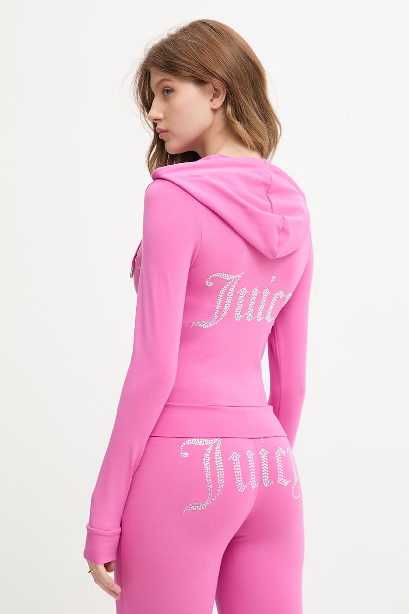 Juicy Couture hanorac cu fermoar pentru femei cu bumbac OOLA HOODIE