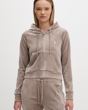 Juicy Couture hanorac cu glugă pentru femei din velur MADISON COL OUT