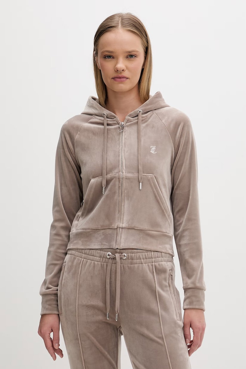 Juicy Couture hanorac cu glugă pentru femei din velur MADISON COL OUT