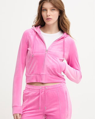 Juicy Couture hanorac cu glugă pentru femei din velur MADISON COL OUT
