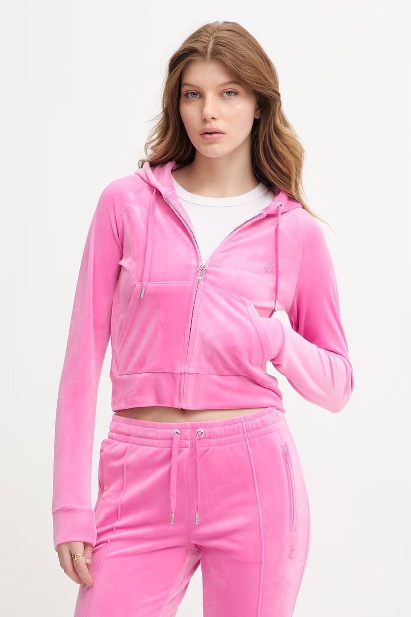 Juicy Couture hanorac cu glugă pentru femei din velur MADISON COL OUT