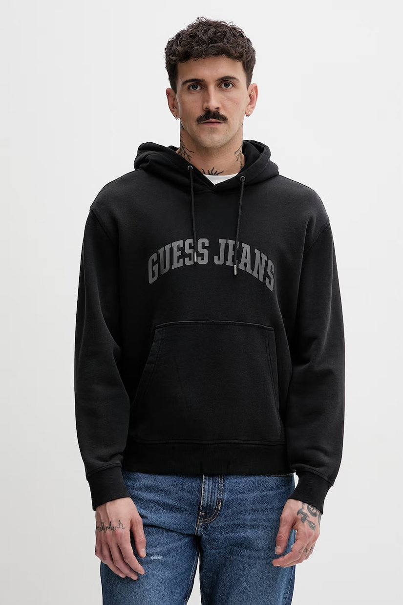 Guess Jeans hanorac cu glugă pentru bărbați din bumbac