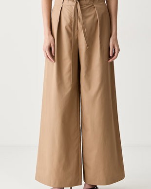 Karl Lagerfeld pantaloni wide leg pentru femei din bumbac
