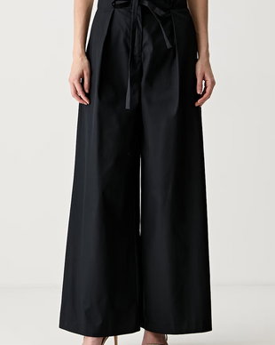 Karl Lagerfeld pantaloni wide leg pentru femei din bumbac