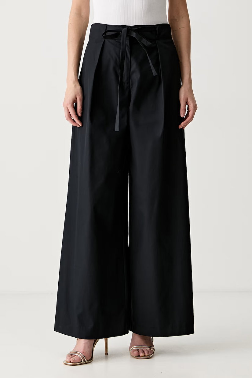 Karl Lagerfeld pantaloni wide leg pentru femei din bumbac