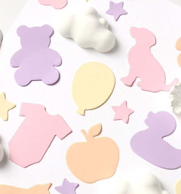 Set 100buc caine, pisica, casuta, steluta, balon etc - carton color - Maxi Confetti