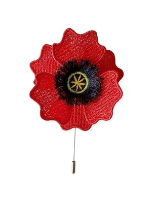 Broșă Pin  Floare de Mac Roșu