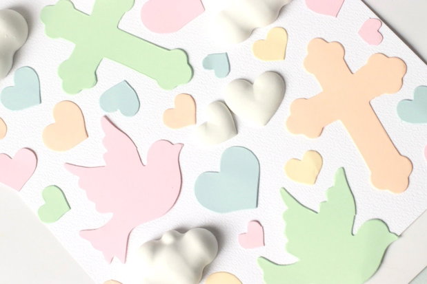 Set 100buc turturica, cruce latina, inimioare - carton color - Maxi Confetti