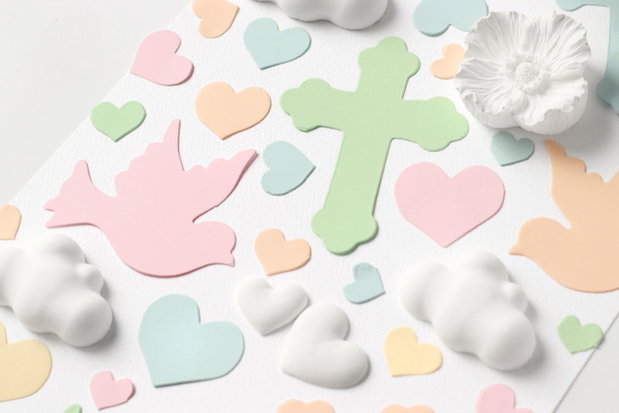 Set 100buc turturica, cruce latina, inimioare - carton color - Maxi Confetti