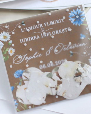 Confetti plantabil - inimioare hartie manuala plantabila cu seminte si petale de flori