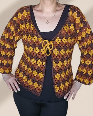 Cardigan croșetat handmade în stil vintage 80s / hippie