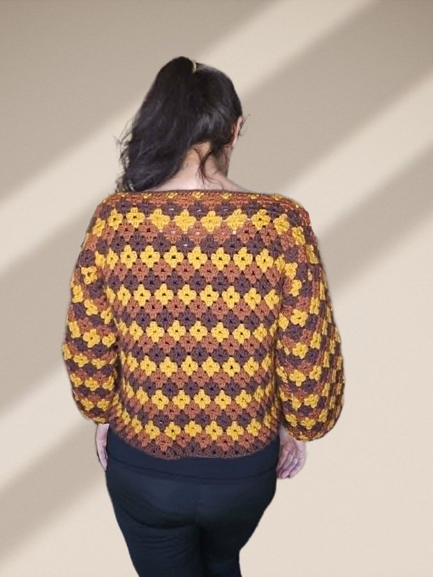 Cardigan croșetat handmade în stil vintage 80s / hippie