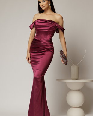 Rochie lunga magenta de ocazie din lycra cu croi mulat