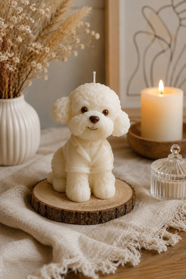 Maison Puppy - Set 3 Lumanari Catelusi din Ceara Naturala de Soia, Arome Fine Inspirate de Parfumeria Franceza, Ambalaj Cadou Premium