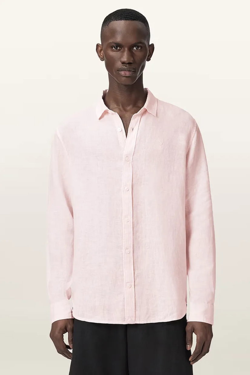 AllSaints cămașă pentru bărbați, din in LOOM