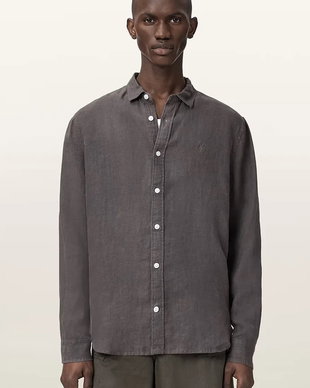 AllSaints cămașă pentru bărbați, din in LOOM