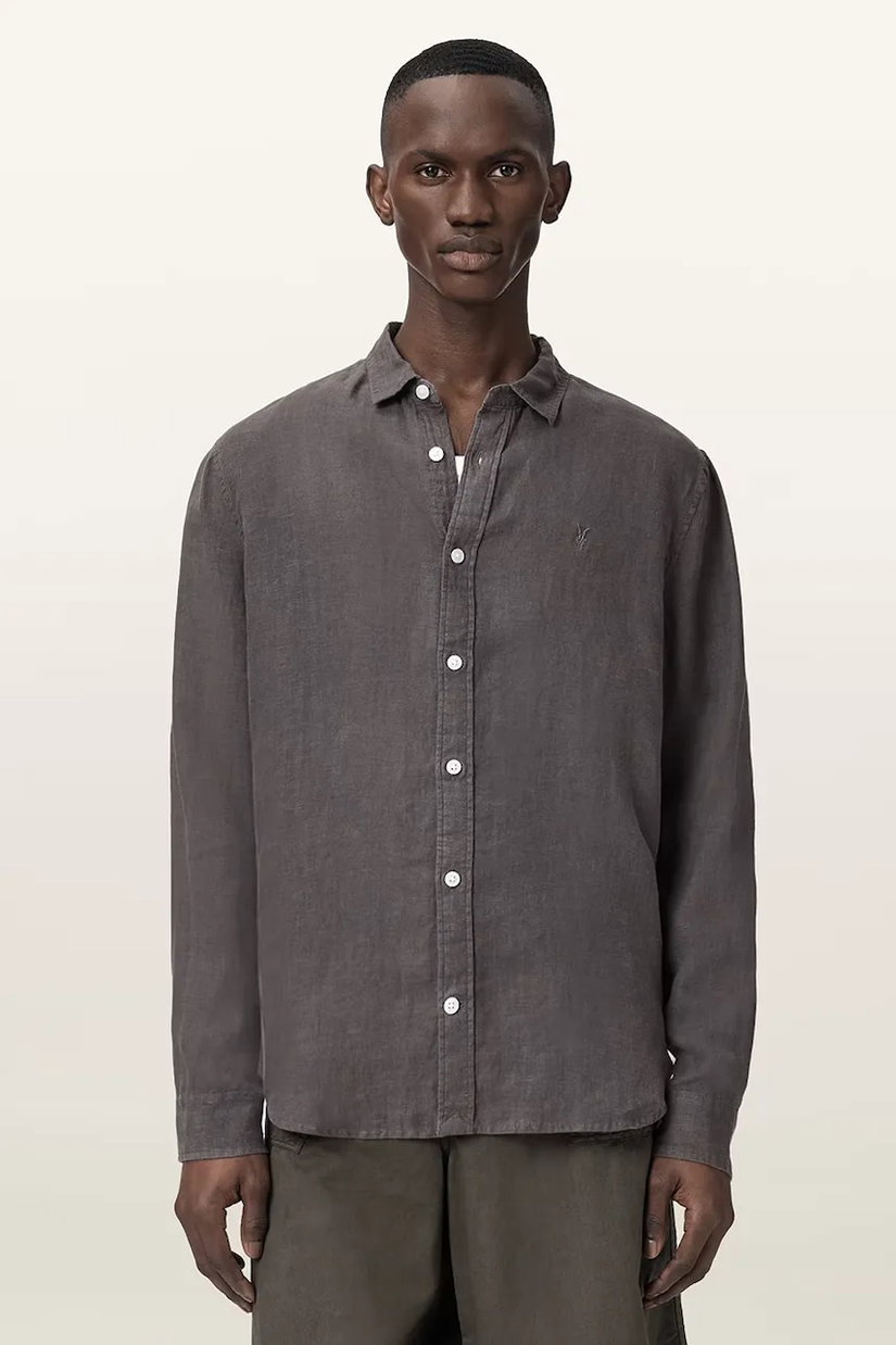 AllSaints cămașă pentru bărbați, din in LOOM