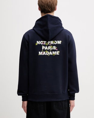 Drôle de Monsieur hanorac cu glugă pentru bărbați din bumbac Vine Embroidered Slogan