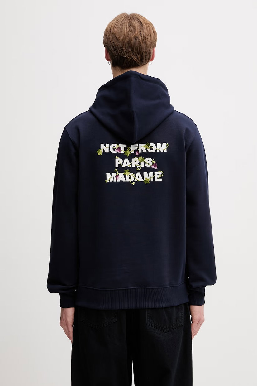 Drôle de Monsieur hanorac cu glugă pentru bărbați din bumbac Vine Embroidered Slogan