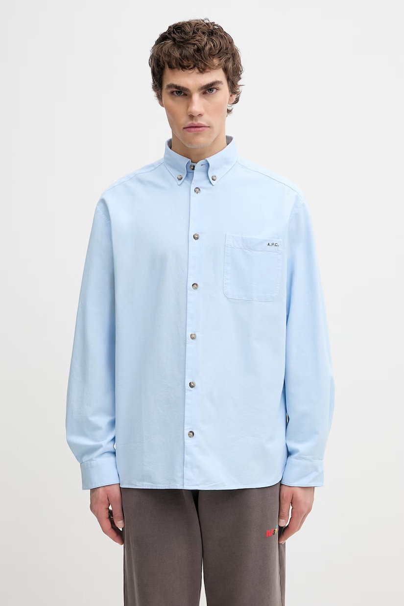 A.P.C. cămașă pentru bărbați, din bumbac Mateo Logo