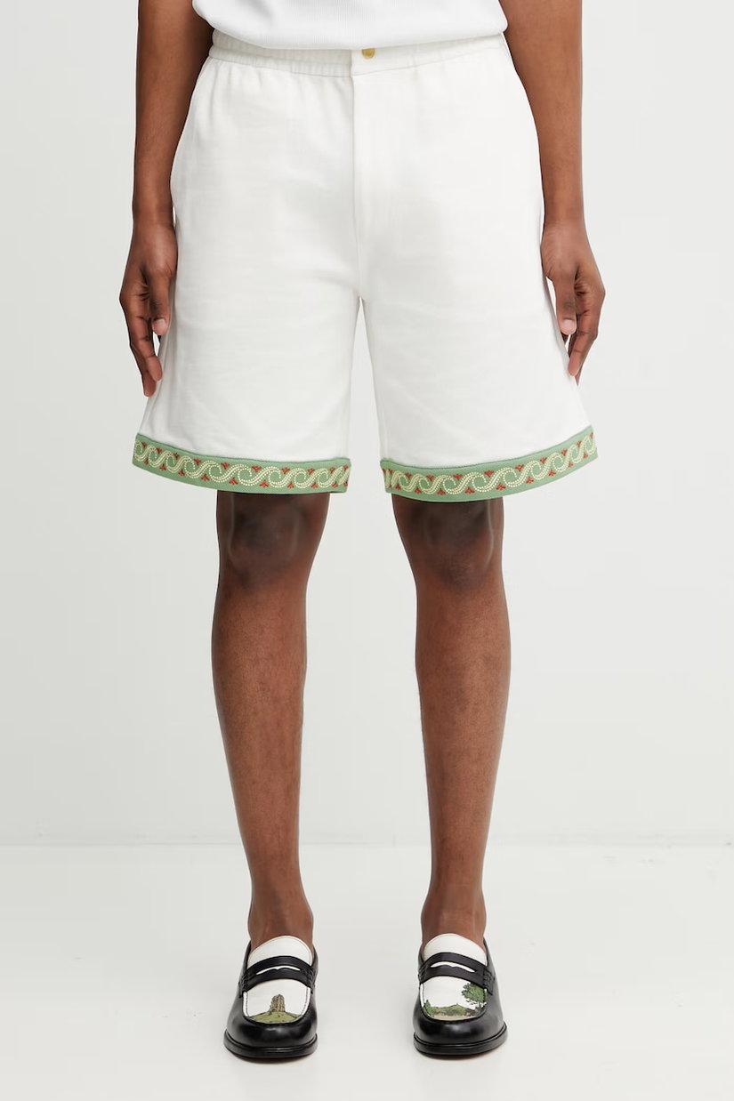 Drôle de Monsieur pantaloni scurți pentru bărbați, din bumbac Short Piqué Brodé