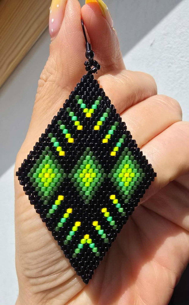 Cercei Neon Garden cercei statement din mărgele Miyuki Delica