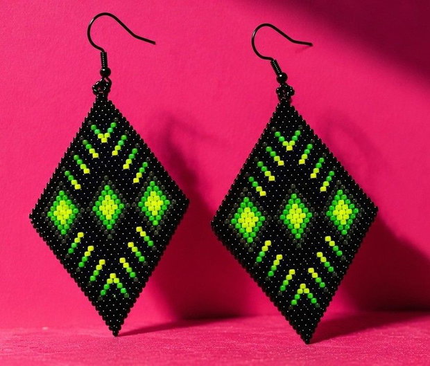 Cercei Neon Garden cercei statement din mărgele Miyuki Delica