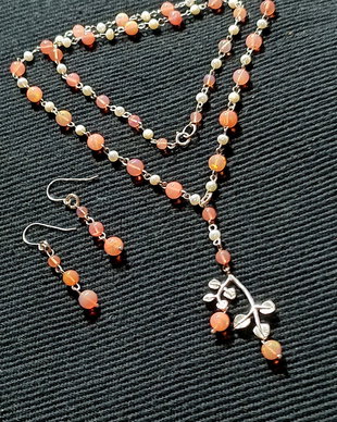 Set argint opal de foc etiopian roz perle naturale de cultura charm argint ramura colier cercei boho chic trendy