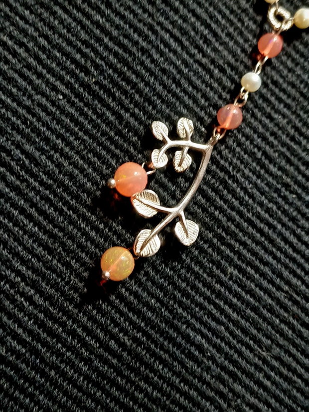 Set argint opal de foc etiopian roz perle naturale de cultura charm argint ramura colier cercei boho chic trendy
