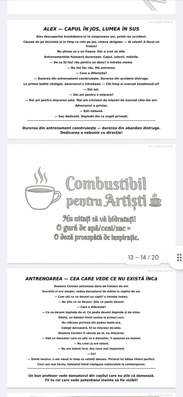 Carte de colorat Dans - Colorăm Împreună