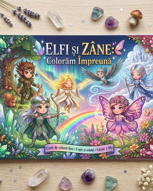 Carte de colorat - Elfi și Zâne - Colorăm Împreună
