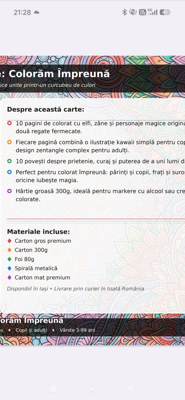 Carte de colorat - Elfi și Zâne - Colorăm Împreună