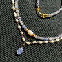 Colier vermeil tanzanit perle naturale de cultura boho chic trendy