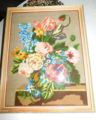 Tablou vintage    cusut, goblen, fir  lina mai gros, vintage, cusut de bunica mea,