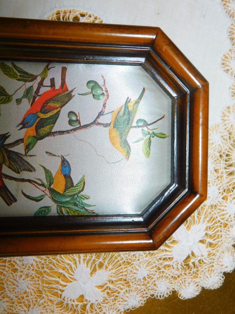 Tablou vintage Italia, pictat pe matase, autentic vintage o mica bijuterie