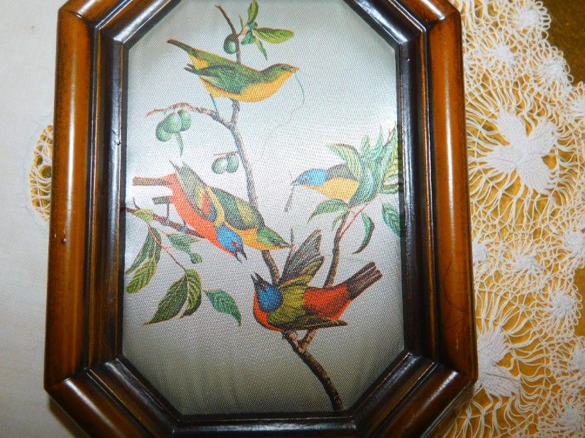 Tablou vintage Italia, pictat pe matase, autentic vintage o mica bijuterie