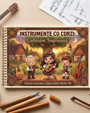 Carte de colorat - Instrumente cu Corzi - Colorăm Împreună
