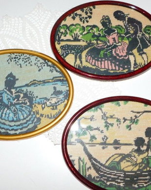 3  goblenuri   vintage,  rame originale, stare perfecta