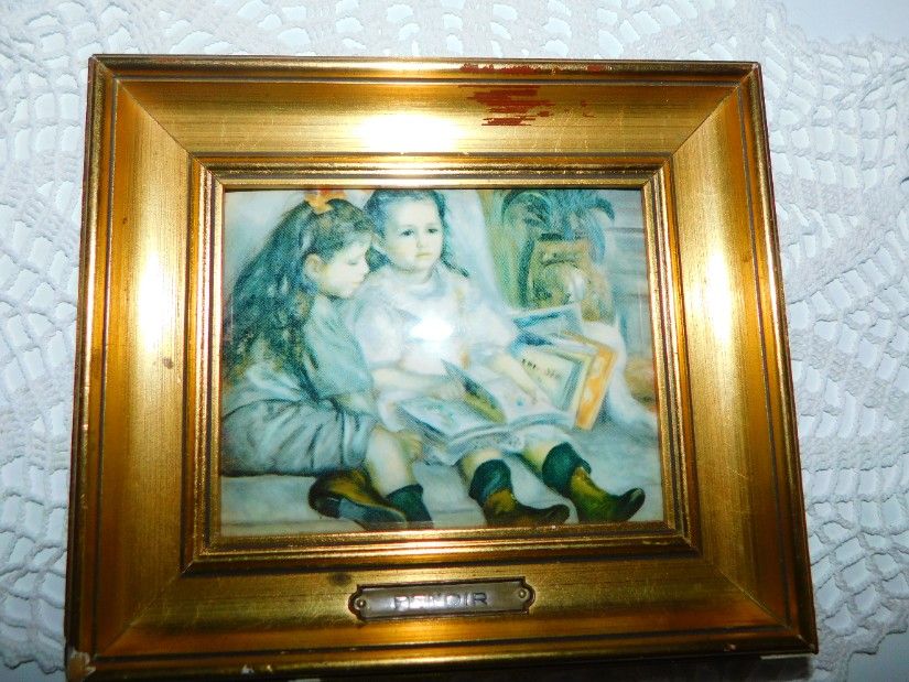Reproducere Auguste Renoir, Italia, suport metalic, rama originala lemn masiv,