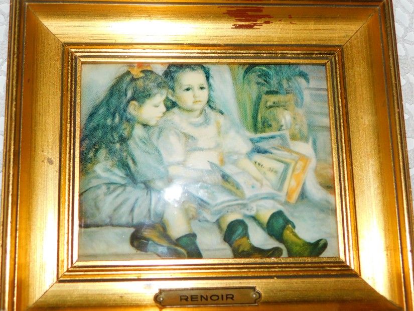 Reproducere Auguste Renoir, Italia, suport metalic, rama originala lemn masiv,