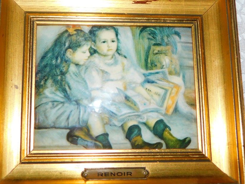 Reproducere Auguste Renoir, Italia, suport metalic, rama originala lemn masiv,