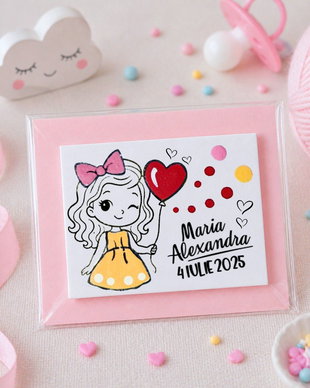 Marturii magneti botez fetita personalizate, pictate manual, magnetice fetit